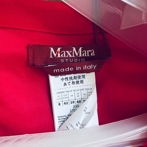 MaxMara ๐ฎ๐น Studio Mammola Draped Red Cady Designer Dress - Picture 8 of 15